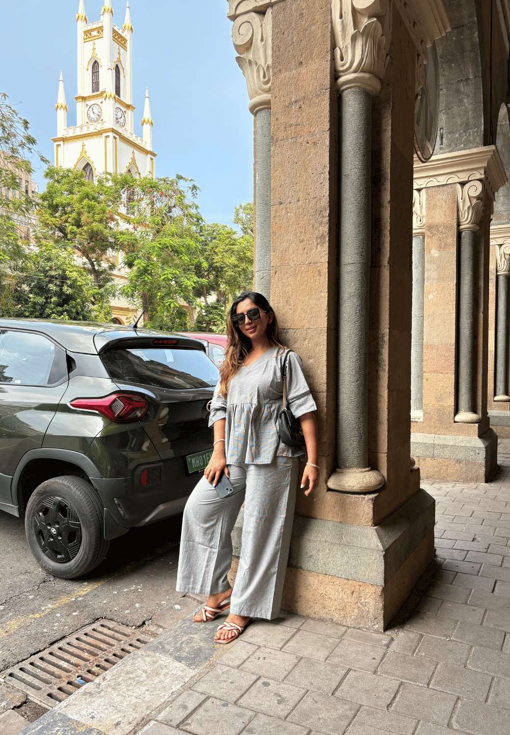 Slow Light Co-ord in Grey Gingham