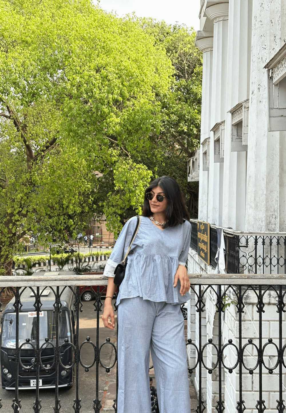 Slow Light Co-ord in Blue Gingham