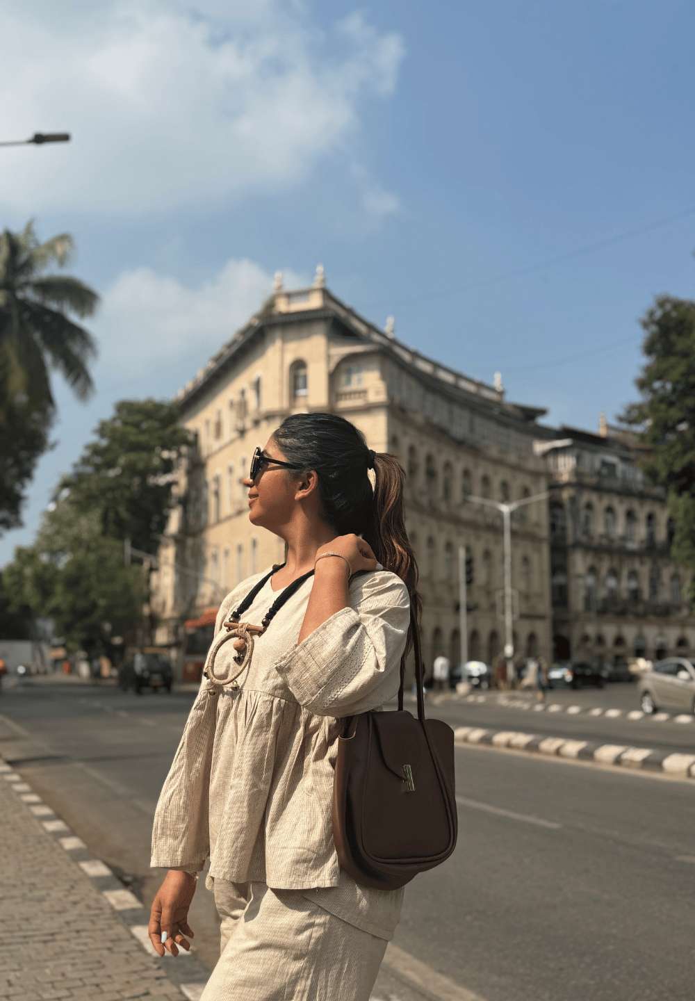 Slow Light Co-ord in Beige Gingham