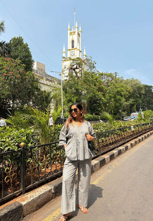 Slow Light Co-ord in Grey Gingham