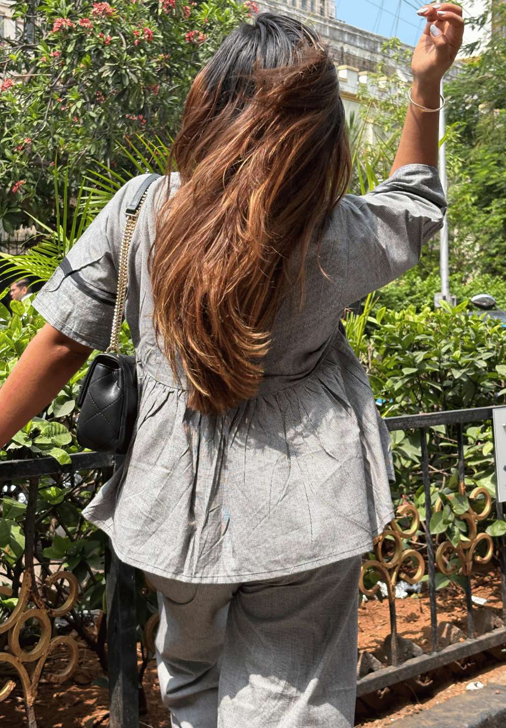 Slow Light Co-ord in Grey Gingham