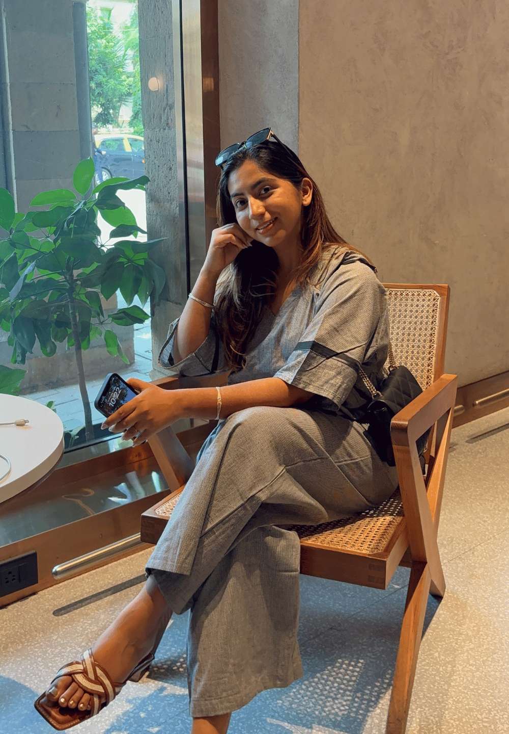 Slow Light Co-ord in Grey Gingham
