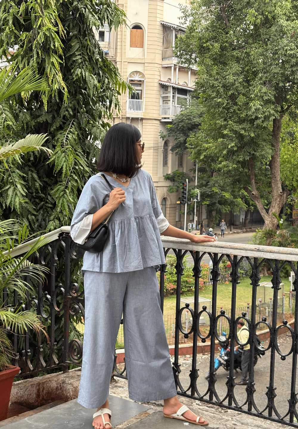 Slow Light Co-ord in Blue Gingham
