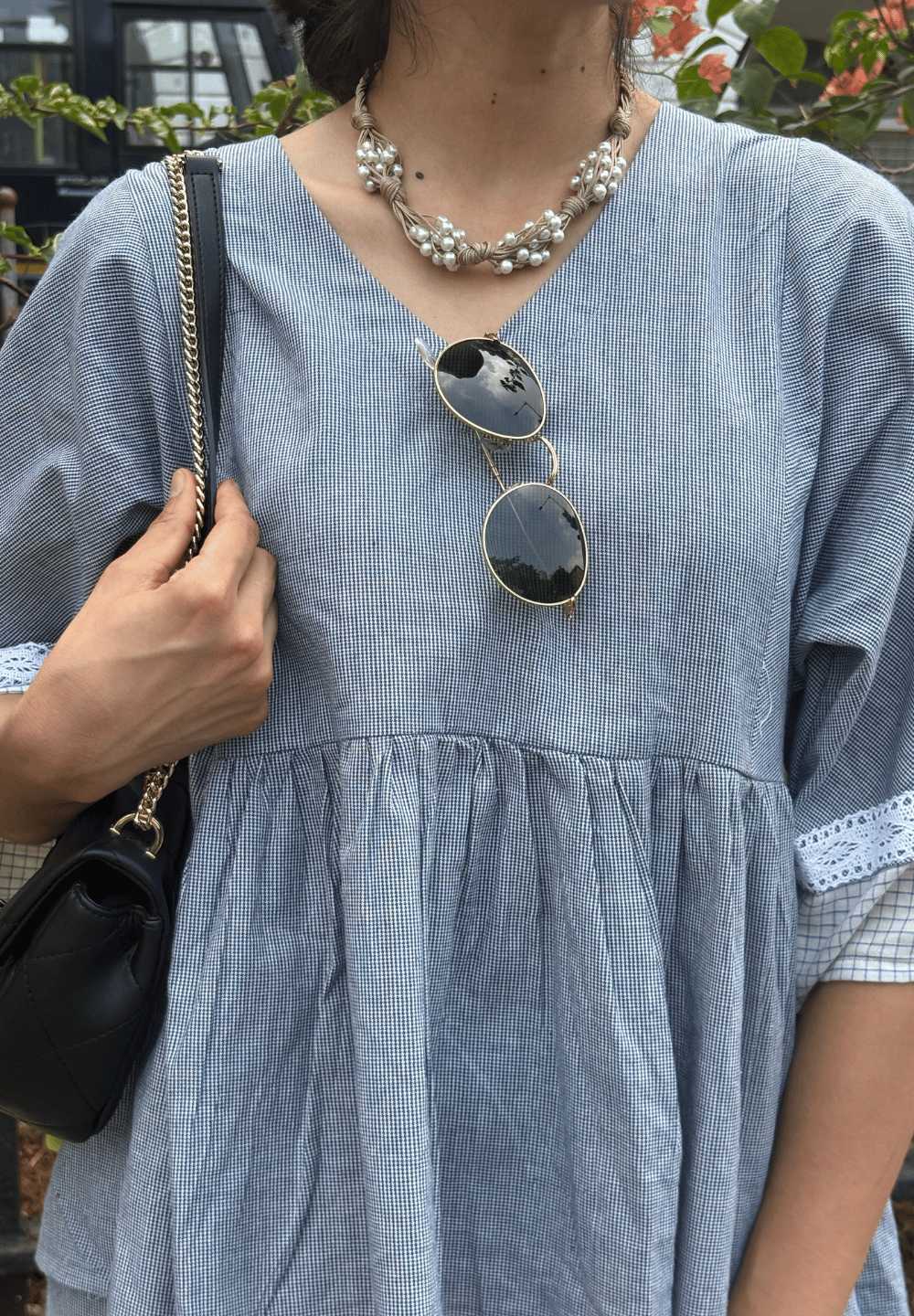 Slow Light Co-ord in Blue Gingham