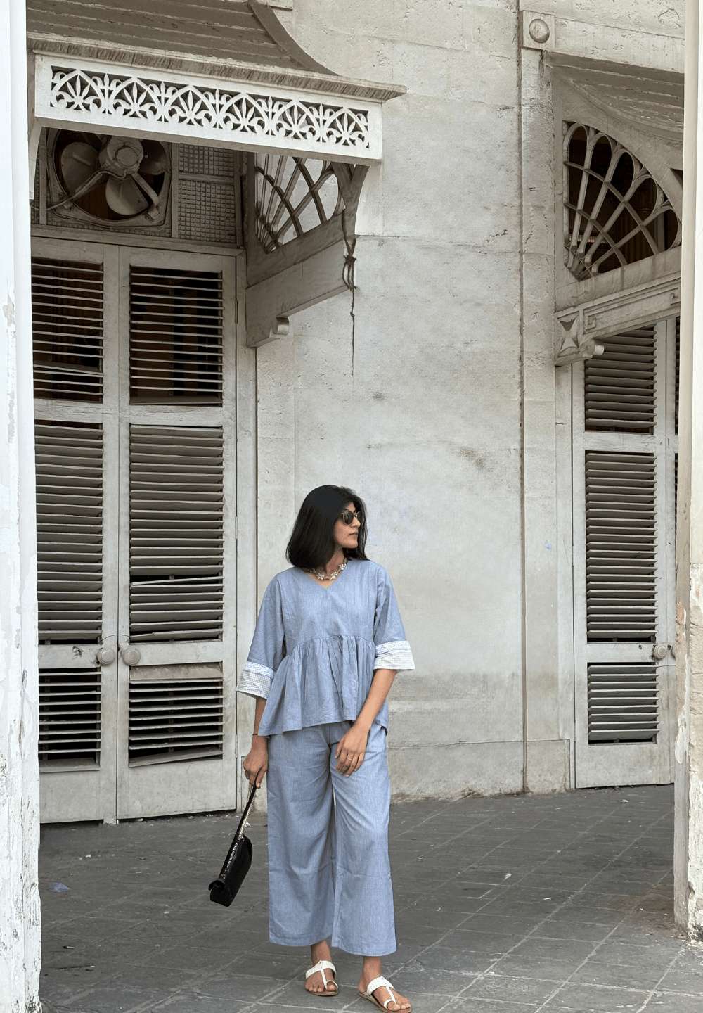 Slow Light Co-ord in Blue Gingham