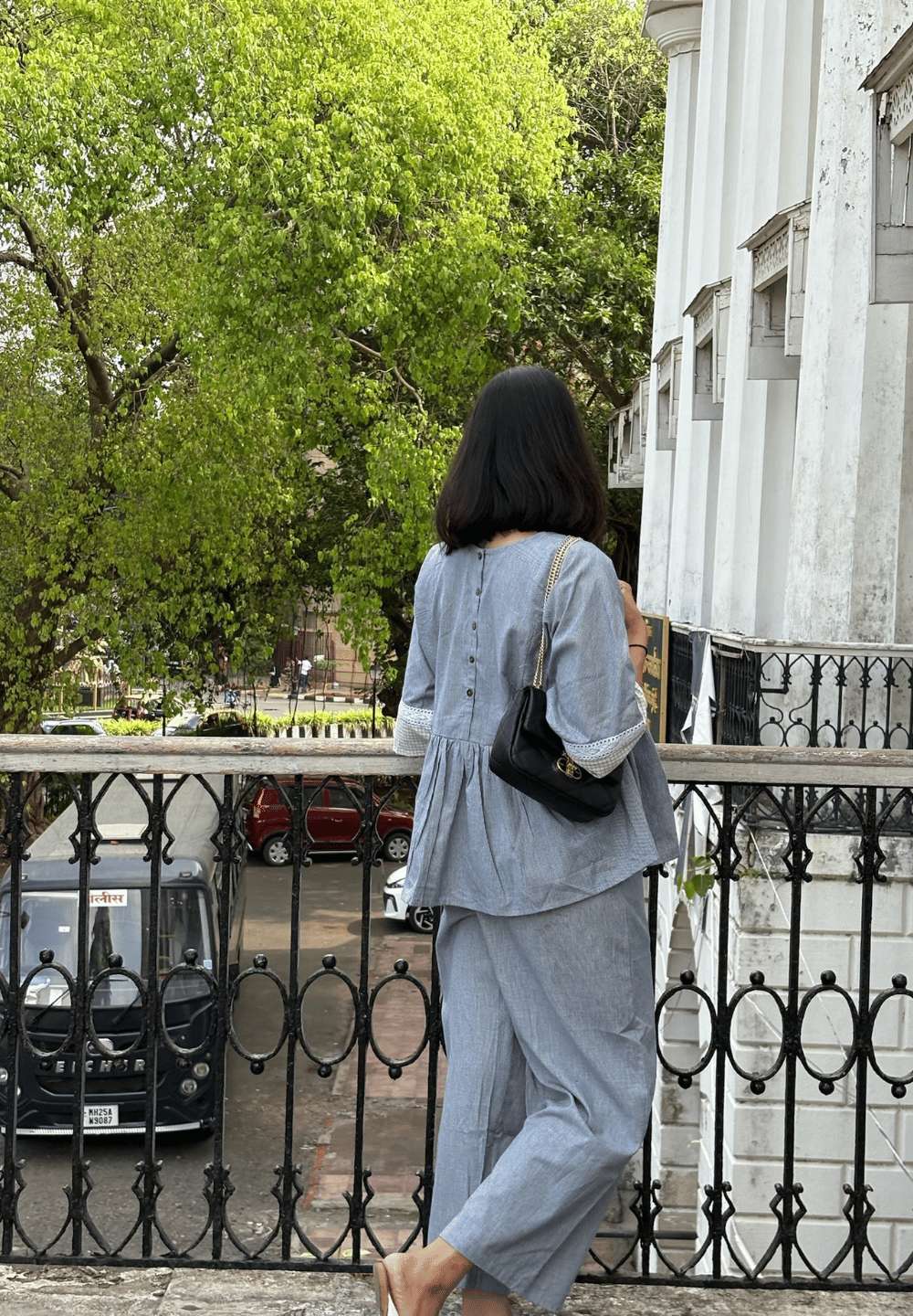 Slow Light Co-ord in Blue Gingham
