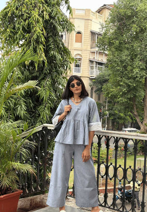Slow Light Co-ord in Blue Gingham