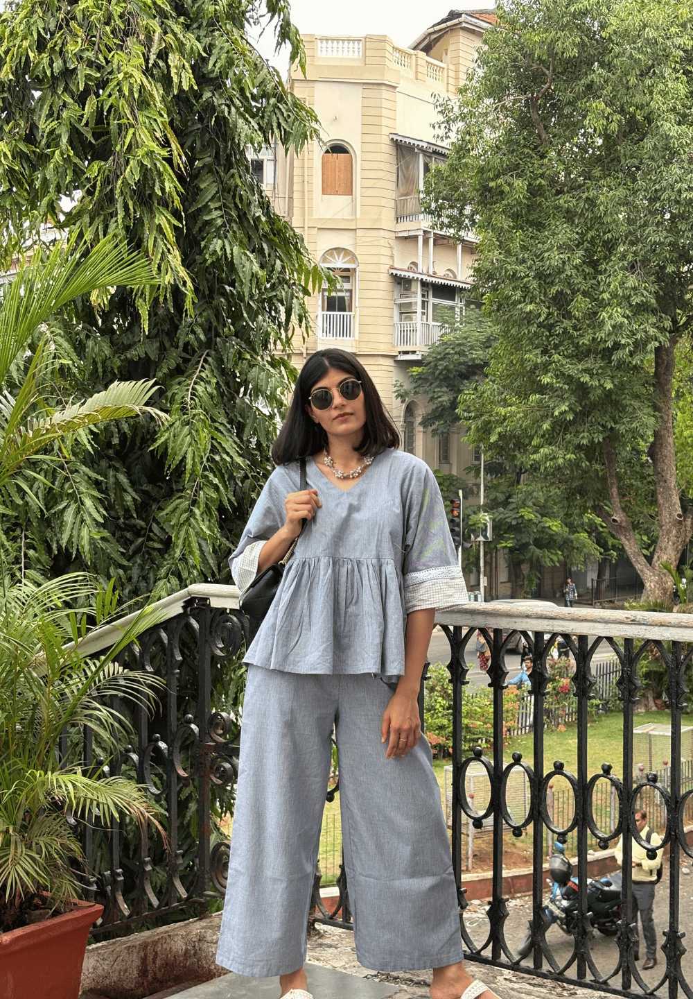 Slow Light Co-ord in Blue Gingham